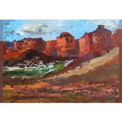 Arizona Mountain Painting Original National Park Artwork Desert Landscape Art 8x10" by Svetlana