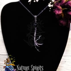 Raven Crow Bird Claw Foot Pendant Black Red Obsidian Necklace Shaman Totem Gothic Jewellery Witch Boho Forest Witchy