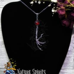 Raven Crow Bird Claw Foot Pendant Black Red Obsidian Necklace Shaman Totem Gothic Jewellery Witch Boho Forest Witchy