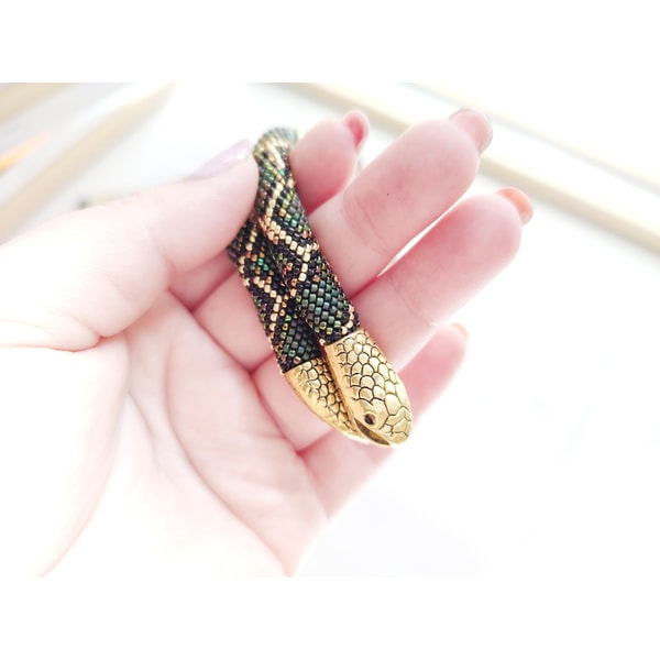 Snake Python Jewelry Snake Python necklace Snake bracelet Beaded Green metalic sn | Inspire ...