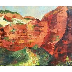 Grand Canyon Painting Arizona Mountain Original National Park Artwork Desert Landscape 8x11,5" by Svetlana