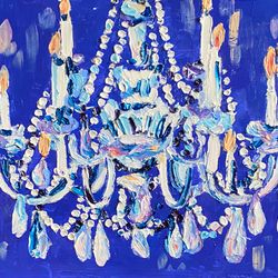 antique chandelier original oil painting impressionism art chandelier painting chandelier art wall art  home decor gala