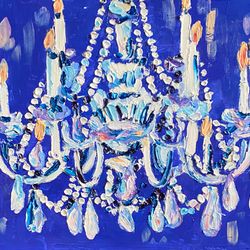 Antique Chandelier Original oil painting Impressionism art Chandelier painting Chandelier art Wall art  Home decor Gala