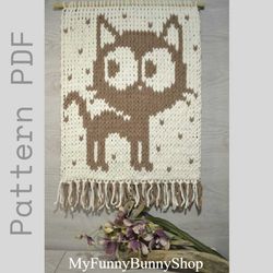 Loop yarn Cat wall hanging pattern PDF instant download