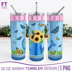 Garden Tumbler Sublimation Wrap - 1 PNG with Sunflowers
