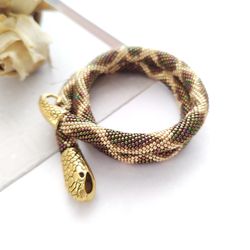Snake Python necklace Snake bracelet Beaded Green metalic snake necklace Serpent necklace Serpent skin necklace Ouroboro
