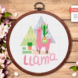 No Drama Llama Cross Stitch Pattern, Animals Cross Stitch, Embroidery Lama, Llama xStitch, No Drama Lama Pattern