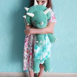 Amigurumi pajama bag, Crochet Triceratops, tutorial Sleeping bag pattern, plush yarn toy pattern, crochet dinosaur,