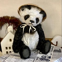 Teddy panda handmade/cute bear/teddy collection/vintage toy/plush bear/cute panda/toy panda/vintage plush/plush panda
