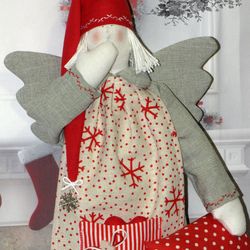 Christmas Angel handmade Stuffed tilda doll Scandinavian Christmas cloth rag doll for home decoration