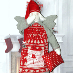 Stuffed tilda doll Christmas Angel handmade cloth rag doll for Christmas home decor