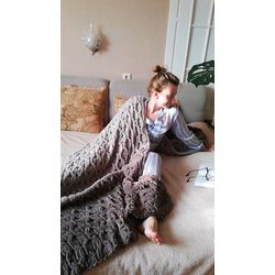 Pure Color Thick Knitted Blanket Long Thick Throw Blanket