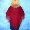 Red embroidered Orenburg Russian shawl, Lace wedding shawl, Warm bridal cape, Hand knit cover up, Wool wrap, Handmade stole,Kerchief 2.JPG