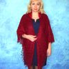 Red embroidered Orenburg Russian shawl, Lace wedding shawl, Warm bridal cape, Hand knit cover up, Wool wrap, Handmade stole,Kerchief 3.JPG
