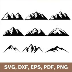 Mountain svg, mountains svg, peak svg, mountain dxf, mountains dxf, mountain template, mountain cut file, Cricut, SVG