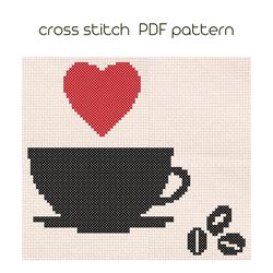 Cup of coffee cross stitch PDF pattern Easy Kids cross stitch /113/