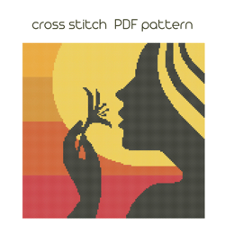 Feminist cross stitch PDF pattern Easy sunset cross stitch /114/