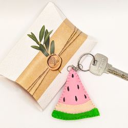 Watermelon plush keychain, cute gift for teen girl, backpack summer pendant
