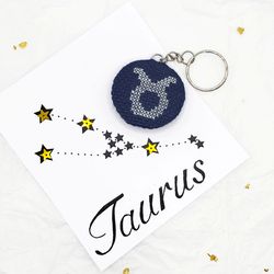 Taurus zodiac keychain, Personalized gift for astrology lover, zodiac sings