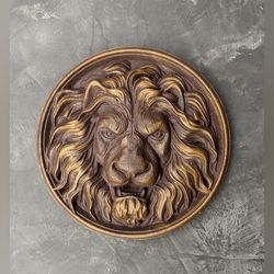 Lion head wall decor  Wall hanging plaque lion head  Wall sculpture lion head Lion head wall mount