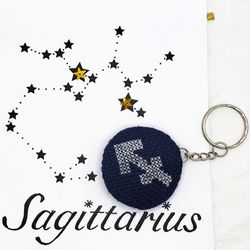 Sagittarius Zodiac Keychain, Personalized gift for astrology lover, zodiac sings