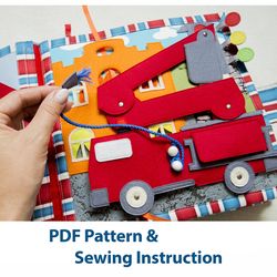 PDF Sewing Pattern Set Felt Cars - Tutorial Quiet book page fire in the city for boys