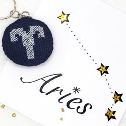 Aries Zodiac Keychain, Personalized gift for astrology lover, zodiac sings