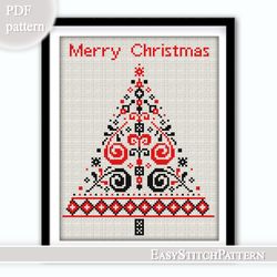 Christmas Tree Cross Stitch Pattern. Winter. Merry Christmas. Easy. Modern.
