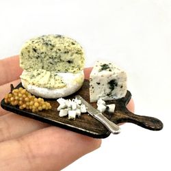 Dollhouse miniature 1:12 Cheese on the board bunch of grapes