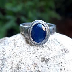 sterling silver ring with natural sapphire size 7 us