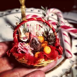 Dollhouse miniature 1:12 Gift Christmas basket! Merry Christmas!!
