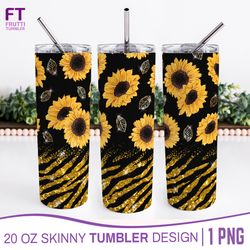 Sunflower Tumbler Sublimation Design with Glitter - 1 PNG