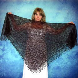 Dark wine-purple embroidered Orenburg Russian shawl, Lace wedding stole, Warm bridal cape, Hand knit cover up, Wool wrap