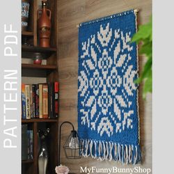 Loop yarn Flower Bouquet wall hanging pattern PDF Instant download
