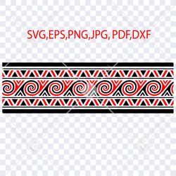 Polynesian tattoo art maori design. Tribal Svg. Maori tribal tattoo seamless border pattern.