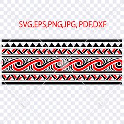 Polynesian tattoo art maori design band. Tribal Svg. Maori tribal tattoo seamless border.