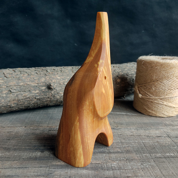 Handmade wooden figurine of elephant from birch wood - 06