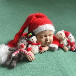 Newborn Christmas toy Newborn Photography Props Snowman toy Newborn deer Santa Claus toy Lamb toy