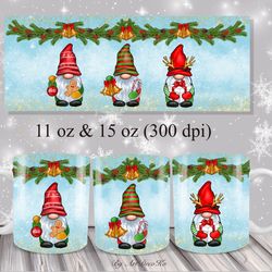 Christmas sublimation mug with gnomes, Merry Christmas Mug