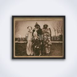 Creepy Family in weird costumes, antique Halloween photo, printable art, print, poster (Digital Download)