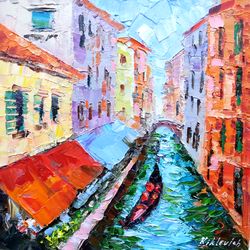 Venice Painting Italy Original Art Venice Cityscape Artwork Venice Canal Original Oil Painting 8x8 inch