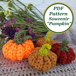 Crochet souvenir Pumpkin digital pattern in PDF format with photo Halloween crochet Fall pumpkin decor Vintage pumpkins