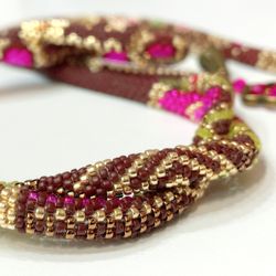 Bead crochet lariat necklace - Multicolor lariat