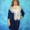 White wool scarf, Hand knit wrap, Lace wedding cover up, Warm bridal cape, Goat down Russian Orenburg shawl 4.JPG