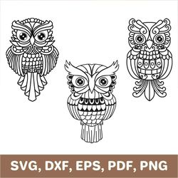 Owl svg, owl template, owl dxf, owl png, owl laser cut, owl cut file, owl pdf, Cricut, Silhouette, SVG, PDF, DXF