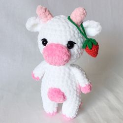 Strawberry cow as teenage girl or niece gift from aunt for farm animal party, barnyard birthday, cowgirl baby shower