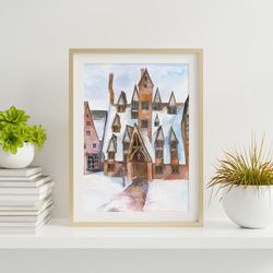 three broomsticks print, harry potter poster, download digital print, kidsroom wall decor, downloadable poster print
