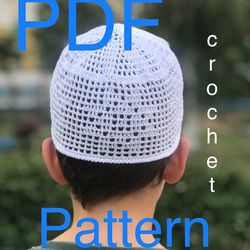 Pattern crochet kufi hat, PDF pattern islamic skull cap