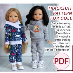 PDF pattern of a hooded tracksuit for Paola Reina and other dolls