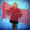 Red wool scarf, Hand knit wrap, Lace wedding shawl, Warm bridal cape, Goat down cover up, Russian Orenburg shawl, Handmade stole, Kerchief, Gift for a woman.JPG